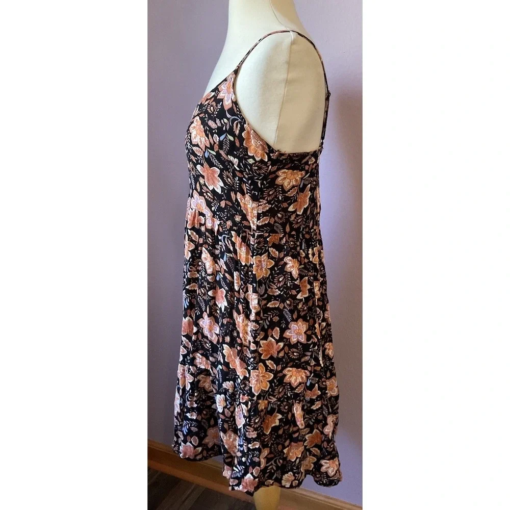 Billabong You Got It Black and Pink Floral Knee Length Dress Size‎ Small Y2K